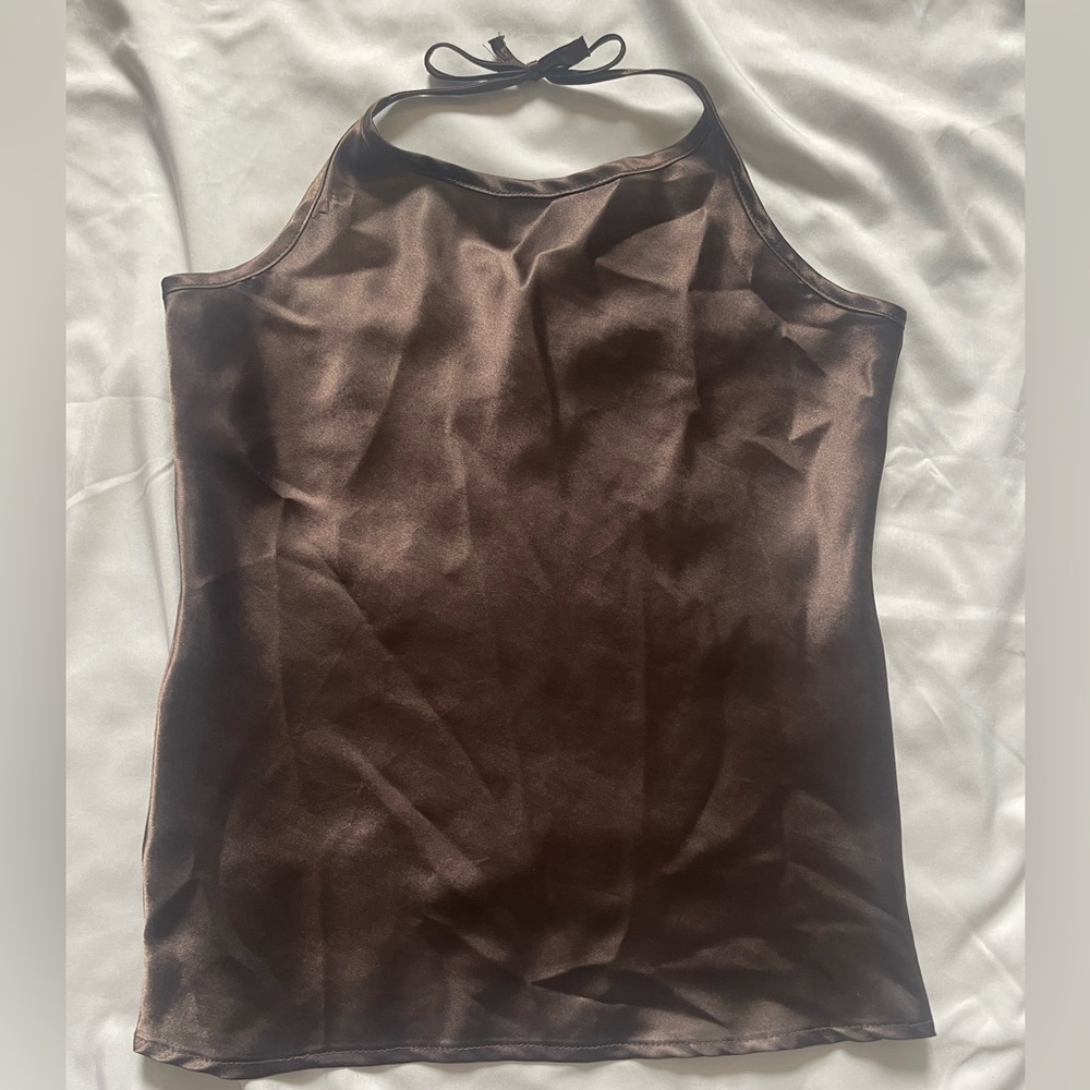 brown silk Guess tank